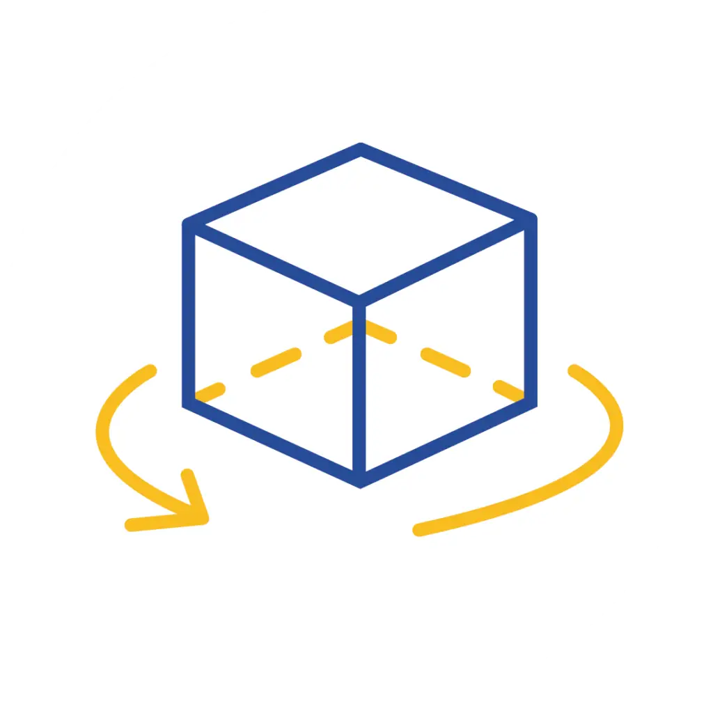 Pictogramme boîte en 3D pour illustrer notre solution d'identification des performances des biens